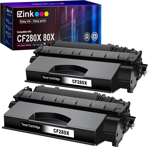 E-Z Ink (TM Compatible Toner Cartridge Replacement for HP 80X CF280X to use with Pro 400 M401n M401dne M401dw MFP M425dw MFP M425dn (Black, 2 Black) High-Yield