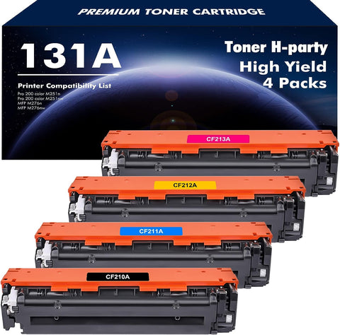 131A Toner Cartridges 4 Pack Compatible Replacement for HP 131A 131X CF210A CF211A CF212A CF213A Pro 200 Color MFP M276nw M251nw M276n M251n Series Printer (?Black Cyan Yellow Magenta)