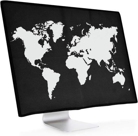 kwmobile Computer Monitor Cover Compatible with 20-22" Monitor - Travel Outline White/Black