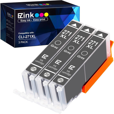 E-Z Ink (TM Compatible Ink Cartridge Replacement for Canon CLI-271XL CLI 271 XL Compatible with PIXMA TS8020 TS9020 MG7720 Printer (Gray, 3 Pack)