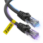 Cat6 Ethernet Cable, 30 Feet (2 Pack) LAN, utp Cat 6, RJ45, Network Cord, Patch, Internet Cable - 30 ft - Black