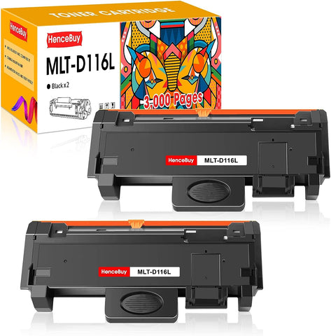 HenceBuy Compatible MLT-D116L Toner Cartridge Replacement for Samsung MLTD116L D116L 116L Black Use with Samsung SL-M2625D SL-M2675F SL-M2825DW SL-M2835DW SL-M2875DW SL-M2885FW Printer (Black,2-Pack)