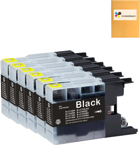 F FINDERS&CO LC75BK LC75 Black Ink Cartridges Replacement for Brother LC-75 LC71 LC79 XL Ink Work for Brother MFC-J430W J625DW J435W J835DW J425W J6710DW J5910DW J6910DW J6510DW Printer (6BK)