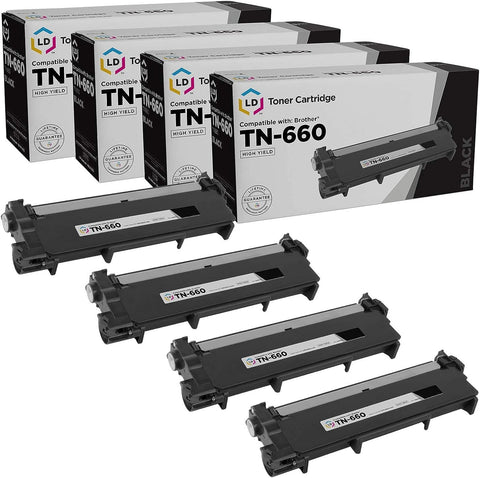 LD Compatible Toner Cartridge Replacement for Brother TN660 TN-660 TN 660 TN630 High Yield use in HL-L2380DW HL-L2300D DCP-L2540DW L2540DW MFC-L2700DW MFC-L2685DW MFCL2700DW (Black, 4-Pack)