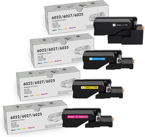 WorkCentre 6027 6022 Toner Cartridges 4-Pack Compatible for Xerox Phaser 6022 6027 6020 WorkCentre 6027 6025 Printer (1 Black 106R02759 1 Cyan 106R02756 1 Magenta 106R02757 1 Yellow 106R02758)