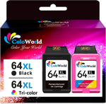 ColoWorld for HP 64XL Ink Cartridge Combo Pack for 64 64XL Ink Cartridge for HP Printers Compatible for HP Envy Photo 7855 7155 7858 7120 6255 7164 6222 7800 Tango, Envy Inspire 7900e 7955e Printer