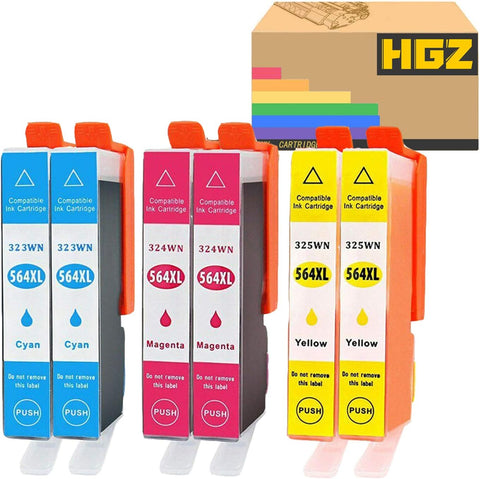 HGZ Compatible Ink Cartridges Replaccement for HP 564XL 564 XL Used for Photosmart 6525 6520 7520 5520 7510 5510 7525 DeskJet 3520 3522 OfficeJet 4620 (2 Black, 2 Cyan, 2 Magenta, 2 Yellow, 6-Pack)