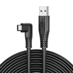 Fasgear USB C 3.1 Gen 1 Cable 10ft/3M 3A Fast Charging 5Gbps Durable USB A to Type C Cord Right Angle 90 Degree Compatible for Quest VR Headset, PS5 Controller, Camera, USB-C Devices