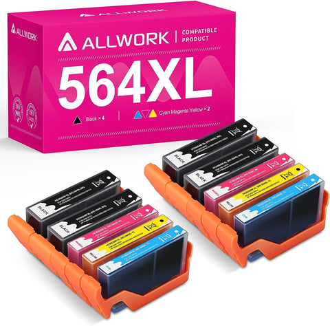 ALLWORK Compatible 564 XL Ink Cartridge Replacement for HP 564XL Combo Pack for HP Officejet 4610 4620 Deskjet 3070A 3521 Photosmart 7510 7525 6515 6510 5520 5510 4622 3520 B209a C6388 (4K/2C/2M/2Y)