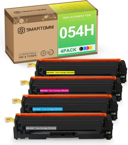 S SMARTOMNI Compatible Toner Cartridges Replacement for Canon 054 054H CRG-054H High Yield use for Canon Color imageCLASS LBP620 LBP622Cdw LBP623Cw MF640C MF641Cw MF642Cdw MF644cdw MF645Cx 4 Packs