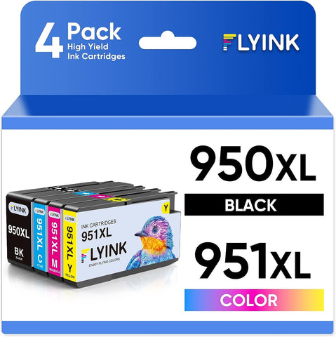 FLYINK 950xl 951xl Ink Cartridges Compatible for HP 950 951 Ink Cartridges Work with HP OfficeJet Pro 8600 8610 8620 8625 Printer,4 Pack