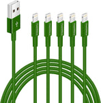 FEEL2NICE 5 Pack 10ft Charger Cord for Long 10 Foot iPhone Charging Cable/Data Sync Fast iPhone USB Charging Cable Cord Compatible with iPhone X Case/8/8 Plus/7/7 Plus/6/6s Plus/5s/5,iPad Case(Green)