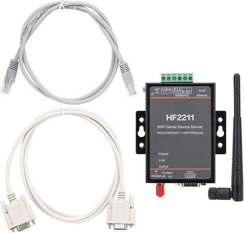 HF2211 Serial Server, 5-36V DC RS232/485/422 to WIFI & Ethernet DTU Network Communication