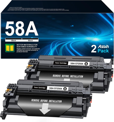 58A Toner Cartridge Black (with Chip) Replacement for HP 58A, 58X CF258X Works for HP Laser Jet Pro MFP m428fdw, M428fdn Series, pro M404n M404dn M404dw Series Printer, CF258A, 2 Pack