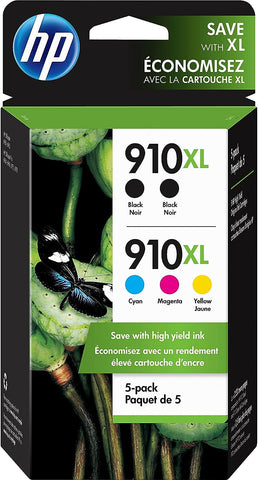 HP 910Xl (6Za58an) Ink Cartridges (Cyan Magenta Yellow Black) 5-Pack in Retail Packaging