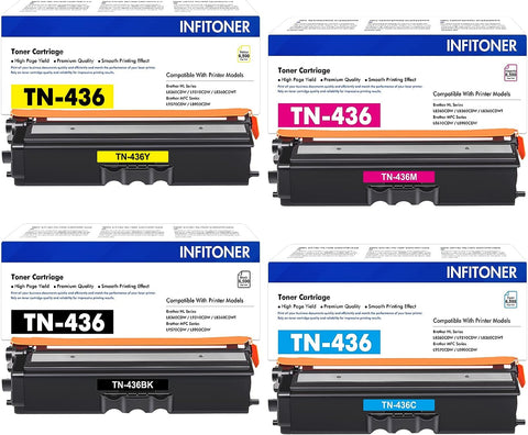 TN436 Toner Cartridge Compatible Replacement for Brother TN436 TN-436 TN436BK TN436C TN436M TN436Y for MFC-L8900CDW HL-L8360CDW HL-L8360CDWT HL-L9310CDW MFC-L9570CDW Printer 4-Pack