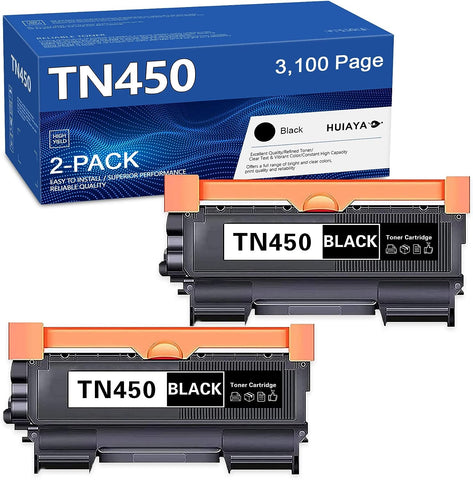 TN450 TN-450 Toner Cartridge Black High Yield Replacement for Brother TN 450 TN420 TN-420 HL-2270DW HL-2280DW HL-2240 MFC-7860DW MFC-7360N DCP-7065D Intellifax 2840 Printer (2 Pack)