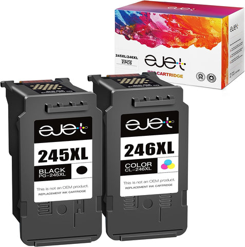 245XL 246XL Combo Pack High Capacity Ink Replacement for Canon Ink Cartridges 245 and 246 246XL 245 XL Ink Cartridges for Canon Printers Pixma TR4520 TS202 TS302 TS3320 MX492 IP2820, 1 Black 1 Color