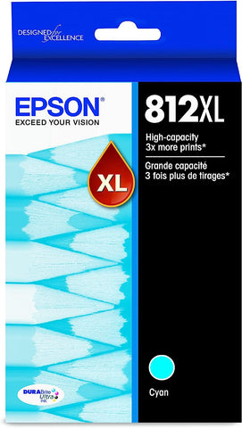 Epson T812 DURABrite Ultra Ink High Capacity Cyan Cartridge (T812XL220-S) for Select Workforce Pro Printers