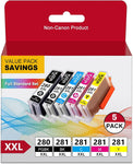 PGI-280XXL 281XXL Compatible 280 281 XXL Black Ink Cartridge Replacement for Canon 280XXL 281xxl Ink Use to PIXMA TS8120 TR8520 TS6120 TS9521C TS8220 TS6320 TR7520 TS9120 TS9520 TS8222 TS8300