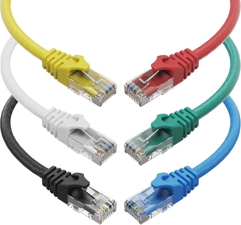 Cat6 Ethernet Cable, 8 Feet (6 Pack) LAN, utp Cat 6, RJ45, Network Cord, Patch, Internet Cable - 8 ft