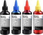 Universal Dye Ink Refill Kit for HP Canon Epn Brother Lexmark Printers Compatible Cartridges Refillable Cartridge CISS CIS System 4 Color Set with 4 Free Syringes (BK, C, M, Y)