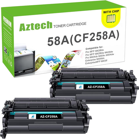 58A CF258A Toner Cartridge Black: with Chip Compatible for HP 58A CF258A 58X CF258X Pro M404dn M404n M404dw MFP M428fdw M428dw M428fdn M404 M428 M406 M430 Toner Printer (Black 2-Pack)