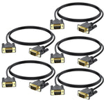 DteeDck VGA Cable 3ft 5-Pack, VGA to VGA Monitor Cable Male to Male 15 Pin Full HD 1080P@60Hz Thin Black Cord