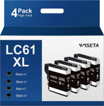 LC61 Ink Cartridges Replacement Compatible for Brother LC61BK LC65BK LC61 LC 61 LC65 XL to use with MFC-J615W MFC-5895CW MFC-290C MFC-5490CN MFC-790CW MFC-J630W (Black, 4 Pack)