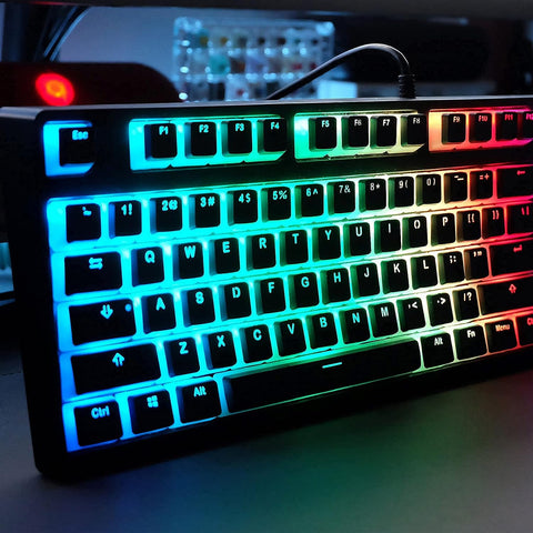 UniCusMech Customized 134 Keys Full Kit-RGB, PBT Double Leather Pudding Mechanical Keycaps,OEM Profile,Compatible 6187104108 Keys ANSI Mechanical Keyboard, Gateron Kailh Cherry MX Switches(Black)