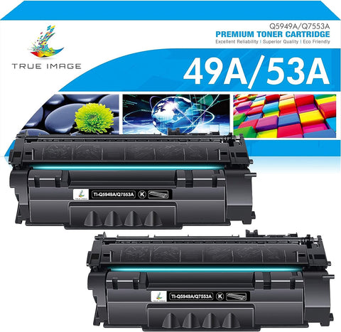 TRUE IMAGE Compatible Toner Cartridge Replacement for HP 49A Q5949A 53A Q7553A 49X Q5949X for HP Laserjet 1320 1320n 3390 1160 1320tn 1320nw 3392 P2015 P2015dn Printer Ink (Black, 2-Pack)