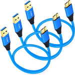 USB 3.0 Micro Cable, Besgoods 3-Pack 1.5ft Short Braided USB 3.0 A Male to Micro B Charger Cable Compatible for Samsung Galaxy S5, Note 3, Tab Pro 12.2, Hard Drive and More - Blue