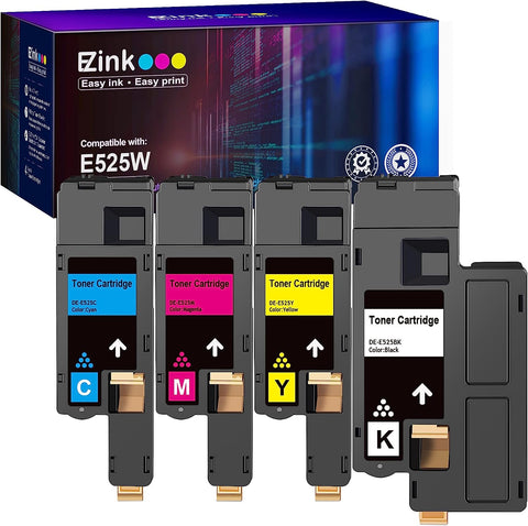 E-Z Ink (TM Compatible Toner Cartridge Replacement for Dell E525W E525 525w to use with E525w Wireless Color Printer for 593-BBJX 593-BBJU 593-BBJV 593-BBJW (Black Cyan Magenta Yellow, 4 Pack)