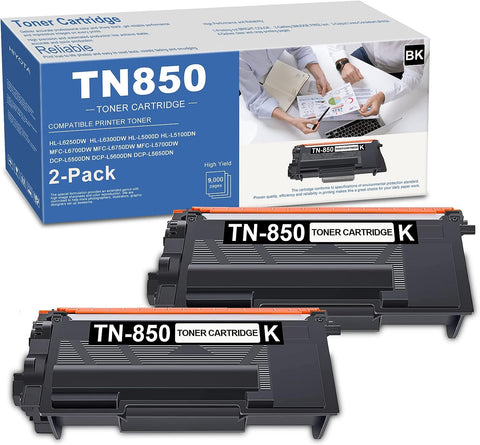 TN850 TN-850 High Yield Toner Cartridge Replacement for Brother TN850 TN-850 TN820 TN-820 Use with HL-L6200DW MFC-L5700DW MFC-L5850DW HL-L5200DW MFC-L5900DW MFC-L6800DW (2 Pack)