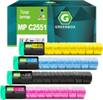 GREENBOX Compatible MP C2551 Toner Cartridge Replacement for Ricoh MP C2551 MP C2051 MP C2550 MP C2050 841586 841503 841502 841501 Printer (1 Black 1 Cyan 1 Magenta 1 Yellow, High Yield 10,000 Pages)