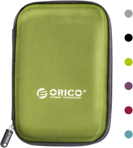 ORICO Hard Drive Case 2.5 inch External Drive Storage Carrying Bag Waterproof Shockproof with Inner Size 5.5x3.5x1.0inch for Organizing HDD and Electronic Accessories, Green(PHD-25)