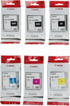 PFI-107 Set Genuine Canon Pfi-107 6 Pack Set of 5 Colors Ink Tanks 2 Pfi-107mbk,and 1 Pfi107bk Pfi107c Pfi107y Pfi107m by Canon + InkSAVER™ Microfiber LCD Screen Cleaning Cloth