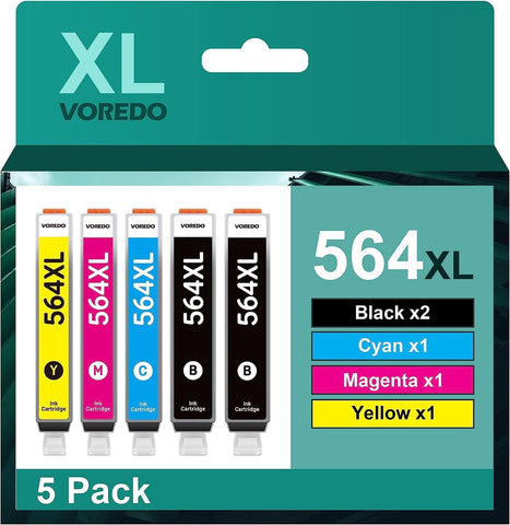 564XL Ink Cartridges Combo Pack Replacement for HP564 for HP 564 Ink 564XL Ink Cartridges Work with DeskJet 3500 3520 OfficeJet 4620 PhotoSmart 5520 6510 6520 7520 7525 B8550 Printer(5 Pack, 2B1C1M1Y)