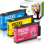 Kingjet Compatible for HP Ink 952XL Color Combo Pack Replacements for HP 952 XL 952XL Work with Officejet Pro 7740 8210 8216 8702 8710 8715 8720 8725 8730 8740 7720 8702 8716 Printers, 3 Pack