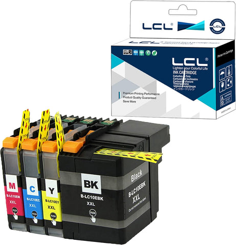 LCL Compatible Ink Cartridge Replacement for Brother LC10E LC10EBK LC10EC LC10EM LC10EY XXL High Yield MFC-J6925DW (Black Cyan Magenta Yellow 4-Pack)