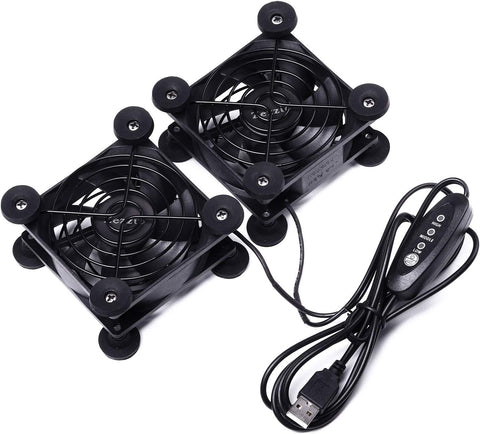 2PACK 80mm USB Cooling Fan for AV Receiver DVR Playstation/TV Box/Game Console