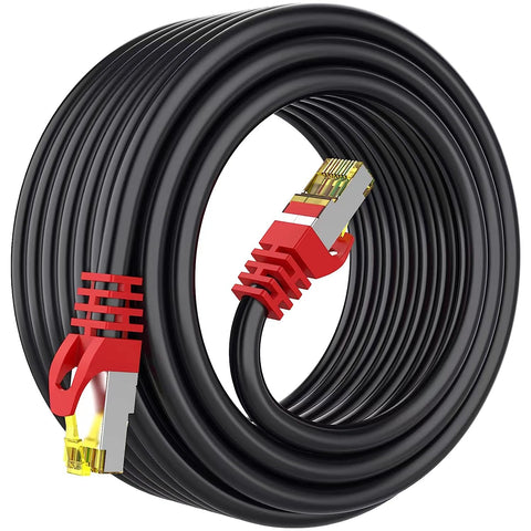 Boahcken Cat 8 Ethernet Cable 25 ft,Heavy Duty high Speed 26AWG Internet Network Cable,40Gbps,2000Mhz RJ45 Shielded Patch Cord,Indoor&Outdoor Weatherproof LAN Cable for Modem/Gaming-Black