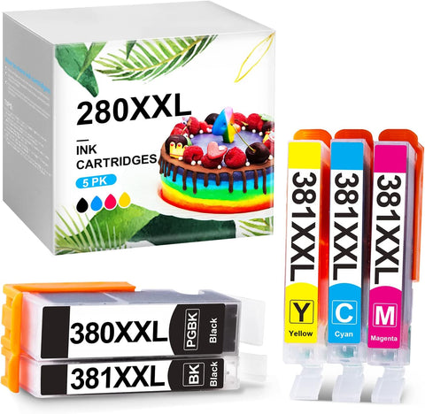 cocopas 280 281 C A K E Ink cartridges ReplacementC A K E Printer Work with PIXMA TS6120 TS6220 TS6320 TS8120 TS8220 TS8320 Printer, Black, Cyan, Magenta & Yellow Included. (5 Pack)