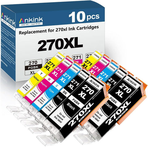 Ankink Ink Cartridge Canon PGI 270XL CLI 271XL Black Color Combo 10 Pack 270 271 XL Pixma MG5720 MG6820 MG6821 MG7720 TS5020 TS6020 TS8020 TS9020 Printers(PGI270 PGBK CLI271 Black,Cyan,Magenta,Yellow)