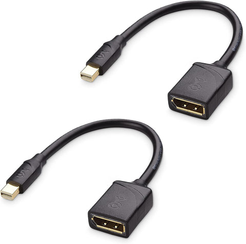 Cable Matters 2-Pack 8K Mini DisplayPort to DisplayPort 1.4 Adapter (Mini DP to DP 1.4) in Black - 8K@60Hz, 4K@120Hz Resolution Ready - Thunderbolt and Thunderbolt 2 Port Compatible