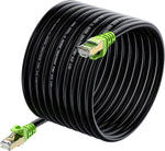 Outdoor Cat7 Ethernet Cable 200ft, 26AWG Heavy-Duty Cat7 Networking Cord Patch Cable RJ45 Transmission Speed 10GbpsTransmission Bandwidth 600Mhz LAN Wire Cable SFTP Waterproof Direct Burial