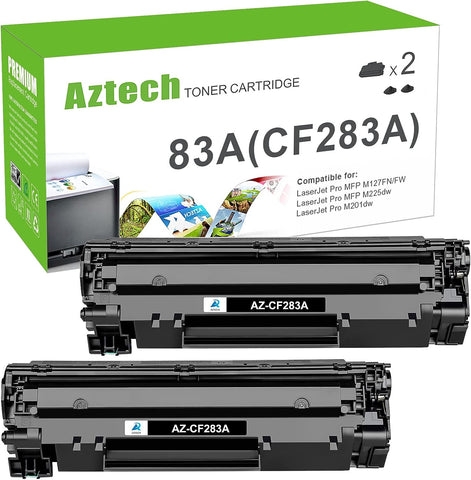 Aztech Compatible Toner Cartridge Replacement for HP 83A CF283A 83X CF283X LaserJet Pro MFP M127fw M125nw M201dw M225dw M225dn M127fn M201n M125a Printer Ink (Black, 2-Pack)