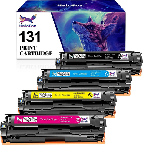 HaloFox Compatible Toner Cartridge Replacement for Canon 131 131H imageClass MF624Cw MF628Cw MF8280Cw LBP7100Cw MF8230Cn MF8080Cw for HP 131A 131X Printer (Black, Cyan, Yellow, Magenta, 4-Pack)