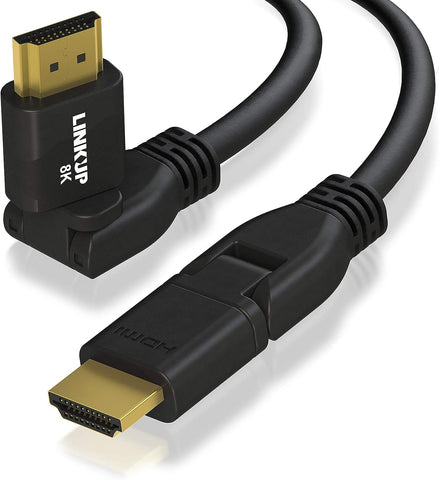 LINKUP - Ultra High-Speed HDMI 2.1 8K Cable 360° Swivel Angle Connector | DSC HDR UHD Digital Video Cord – Tough 28AWG 48GB/s | 10K 8K 5K 4K 2K 1080 | Compatible with Apple Xbox PS5 Samsung -10ft