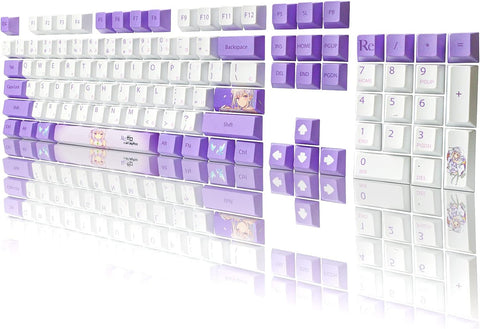 Keycaps,PBT Keycap Cherry Profile, 104 Key Set for Mechanical Keyboards, English?US? Layout Purple and White